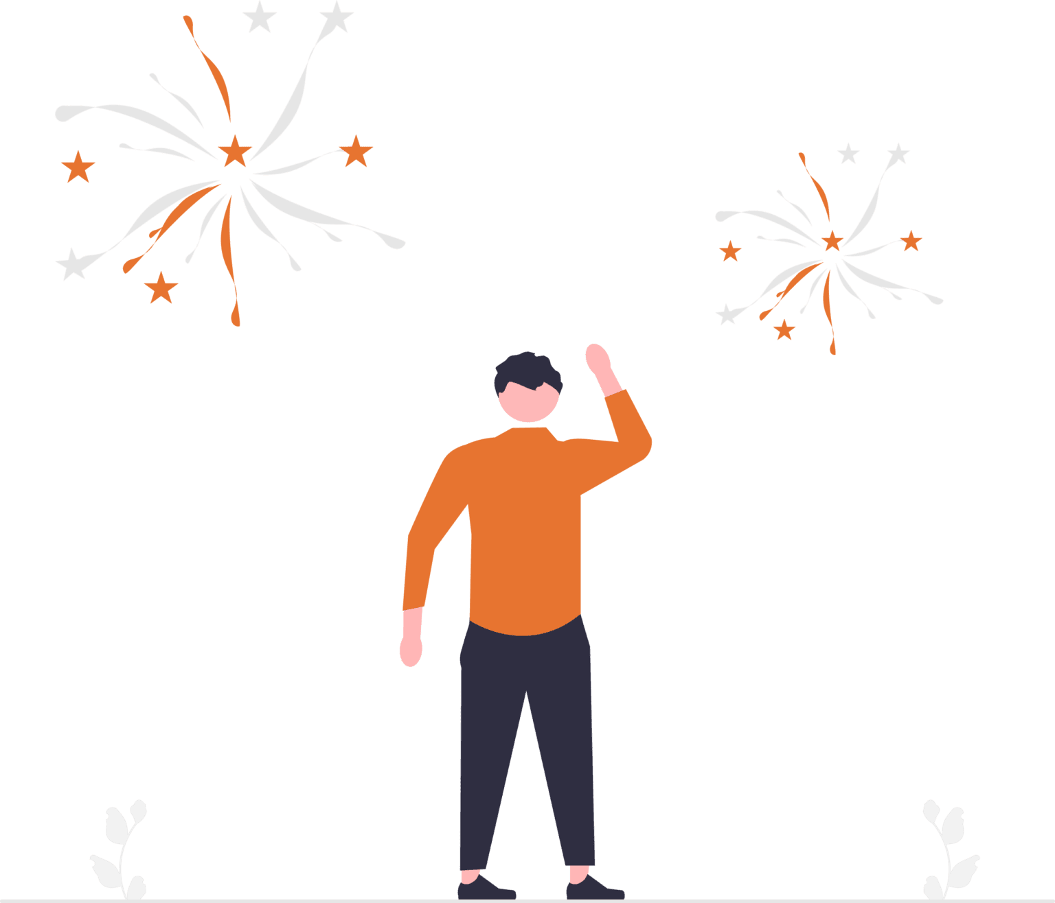 Man with fireworks illustration