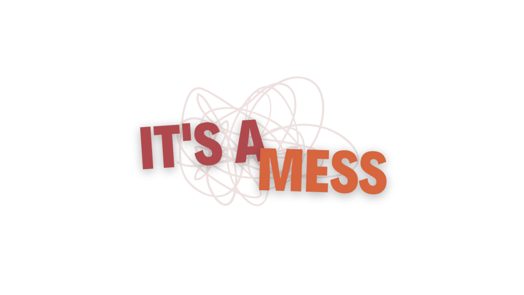 It's a mess logo on a green background.