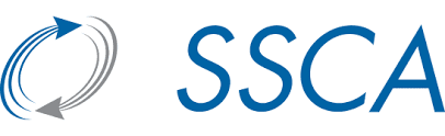 Logo of the ssca featuring a stylized arrow encircling the acronym.